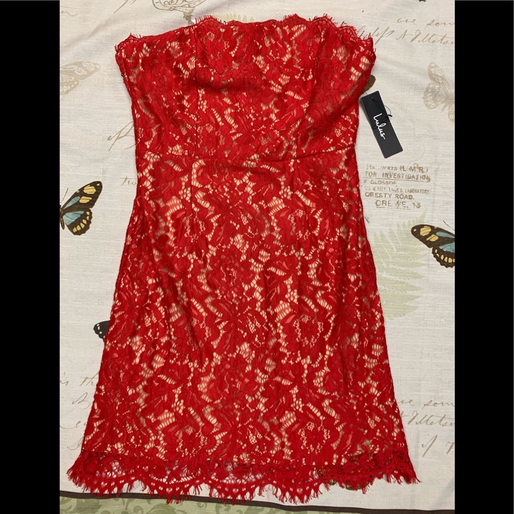 Lulus maci lace strapless mini dress